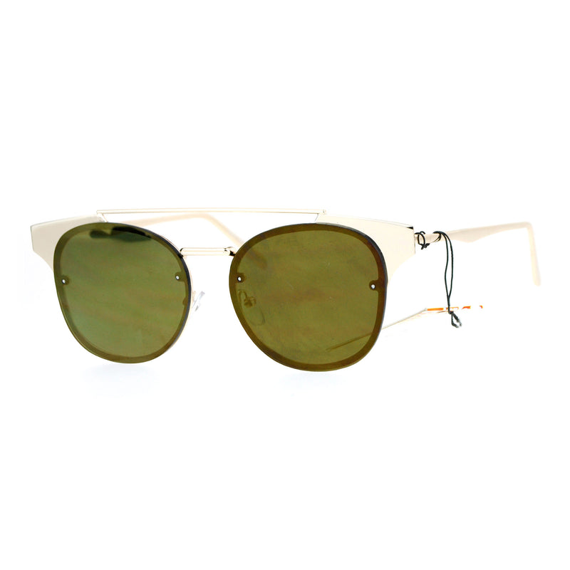 SA106 Womens Flat Top Metal Half Horn Rim Rimless Sunglasses