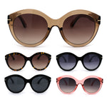 Womens Round Horn Rim Hipster Fashion Sunglasses