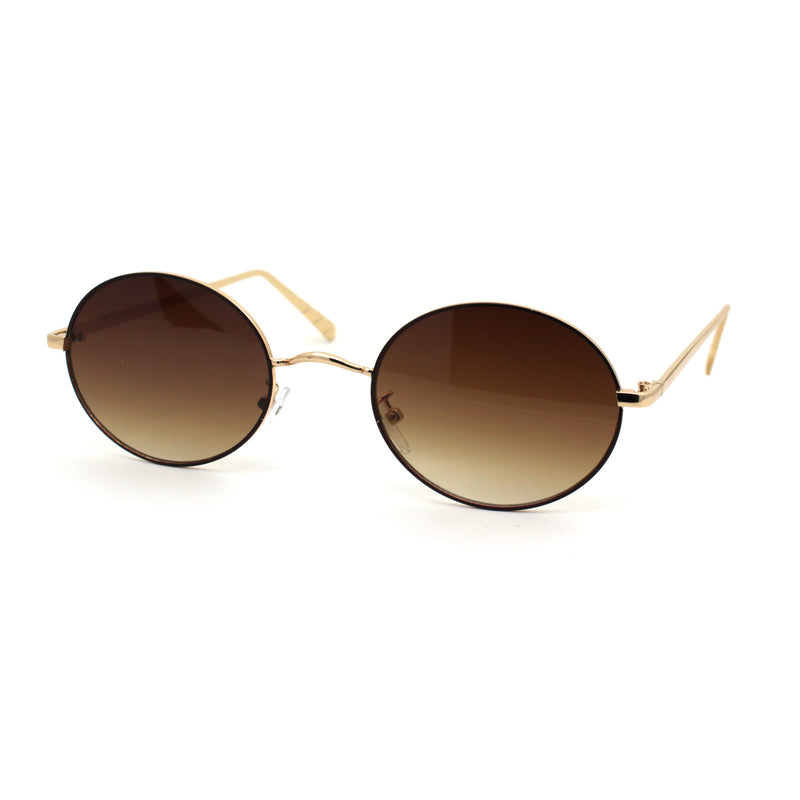 Womens Oval Round Shade Metal Rim Retro Sunglasses