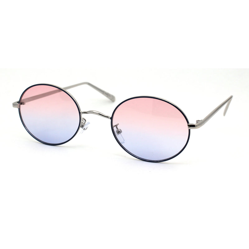 Womens Oval Round Shade Metal Rim Retro Sunglasses