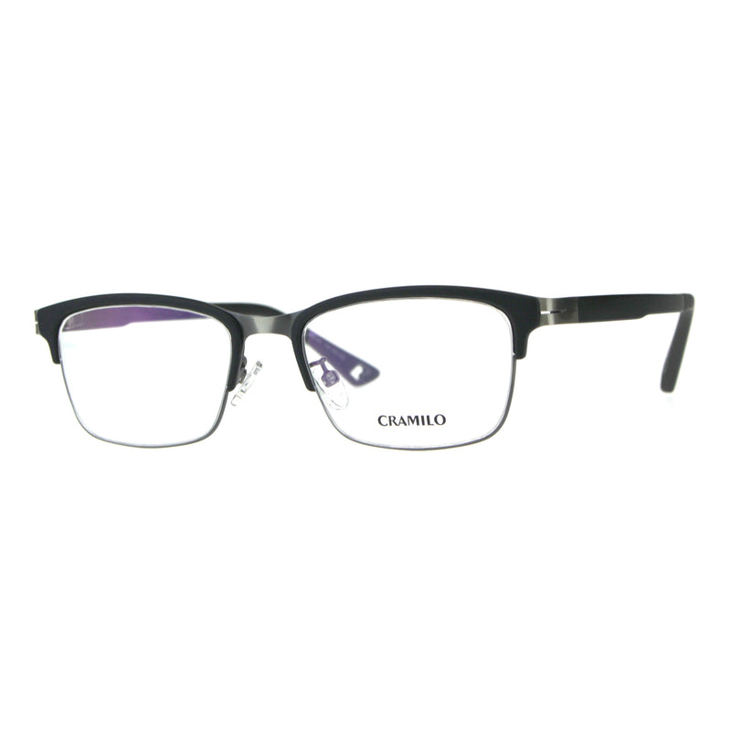 Optical Quality Metal Half Rim Narrow Rectangular Eyeglasses Frame