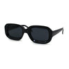 Mod Beveled Thick Plastic Rectangle Retro Sunglasses