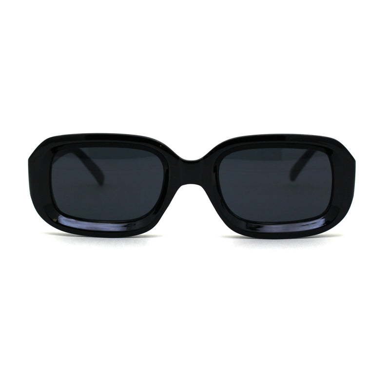 Mod Beveled Thick Plastic Rectangle Retro Sunglasses