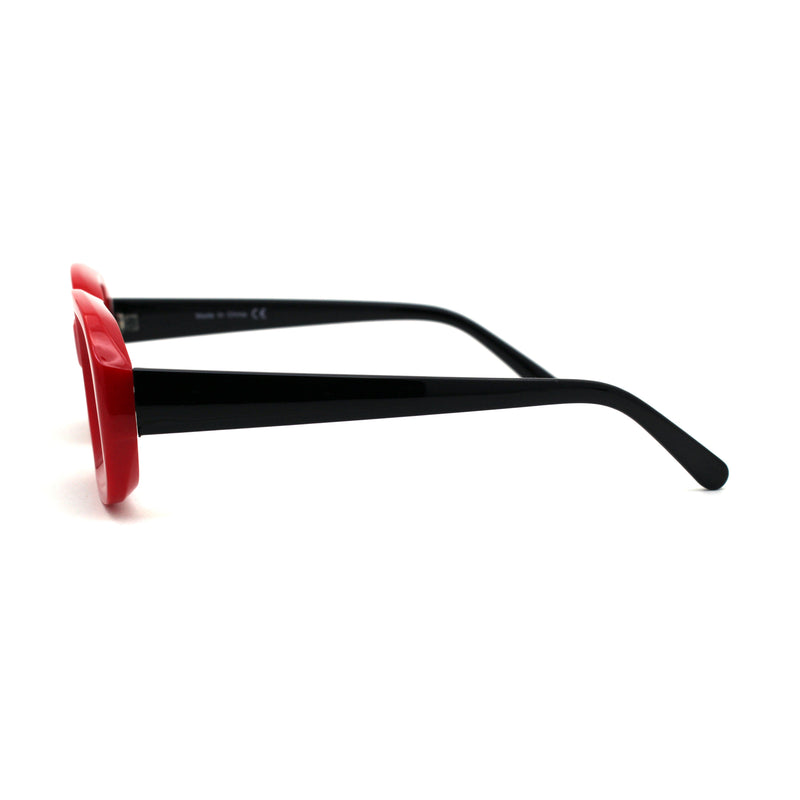 Mod Beveled Thick Plastic Rectangle Retro Sunglasses