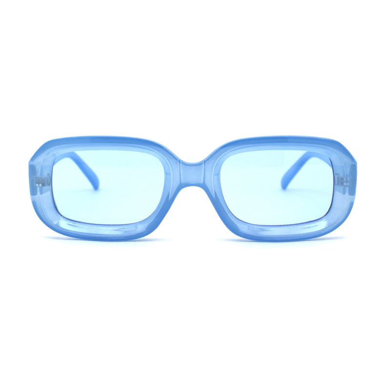 Mod Beveled Thick Plastic Rectangle Retro Sunglasses