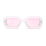 Mod Beveled Thick Plastic Rectangle Retro Sunglasses