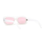 Mod Beveled Thick Plastic Rectangle Retro Sunglasses