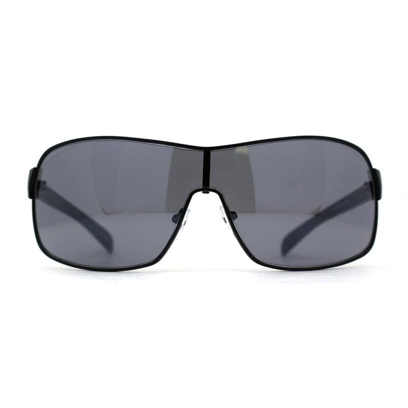 Mens Italian Designer Fashion Rimless Shield Sport Pilot Sunglasses