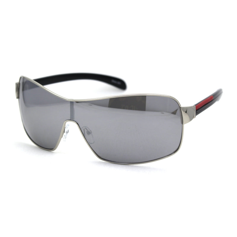 Mens Italian Designer Fashion Rimless Shield Sport Pilot Sunglasses