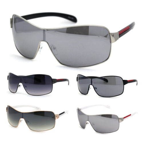 Mens Italian Designer Fashion Rimless Shield Sport Pilot Sunglasses