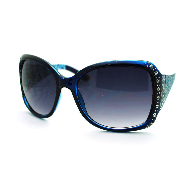 omens Rhinestone Oversized Rectangular Butterfly Thick Arm Fashion Sunglasses