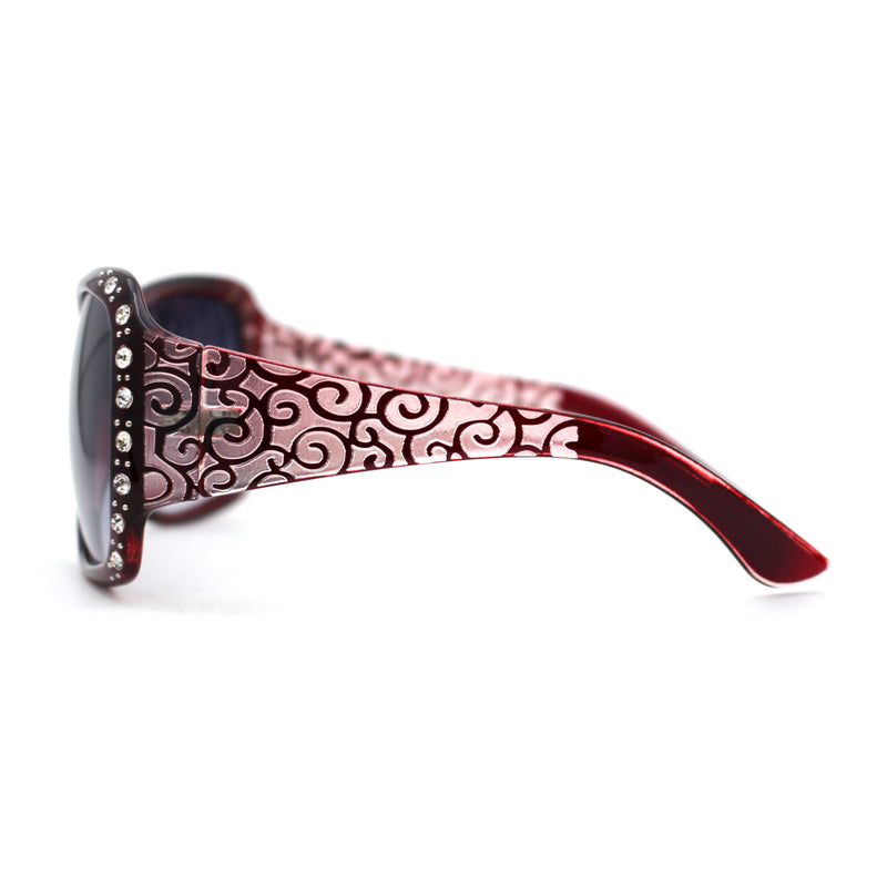 omens Rhinestone Oversized Rectangular Butterfly Thick Arm Fashion Sunglasses