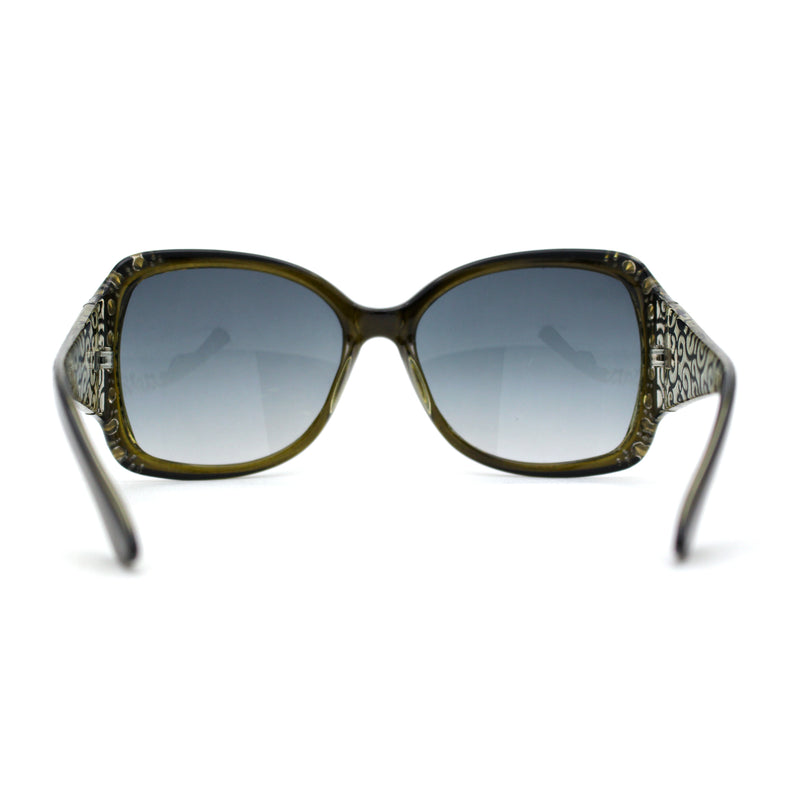 omens Rhinestone Oversized Rectangular Butterfly Thick Arm Fashion Sunglasses