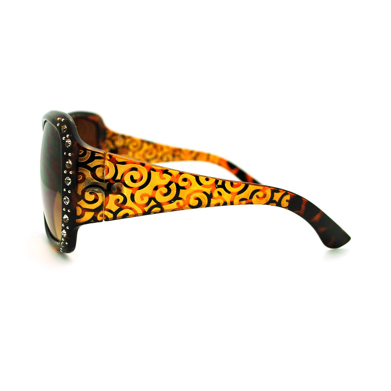 omens Rhinestone Oversized Rectangular Butterfly Thick Arm Fashion Sunglasses