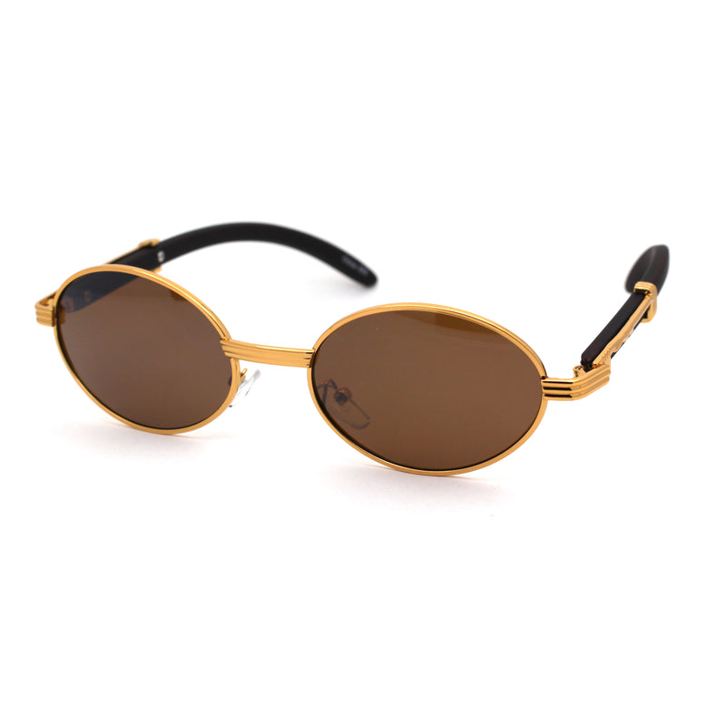 SA106 OG 90s Rapper Vintage Style Small Oval Metal Frame Sunglasses