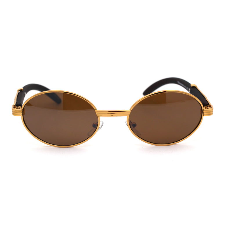 SA106 OG 90s Rapper Vintage Style Small Oval Metal Frame Sunglasses