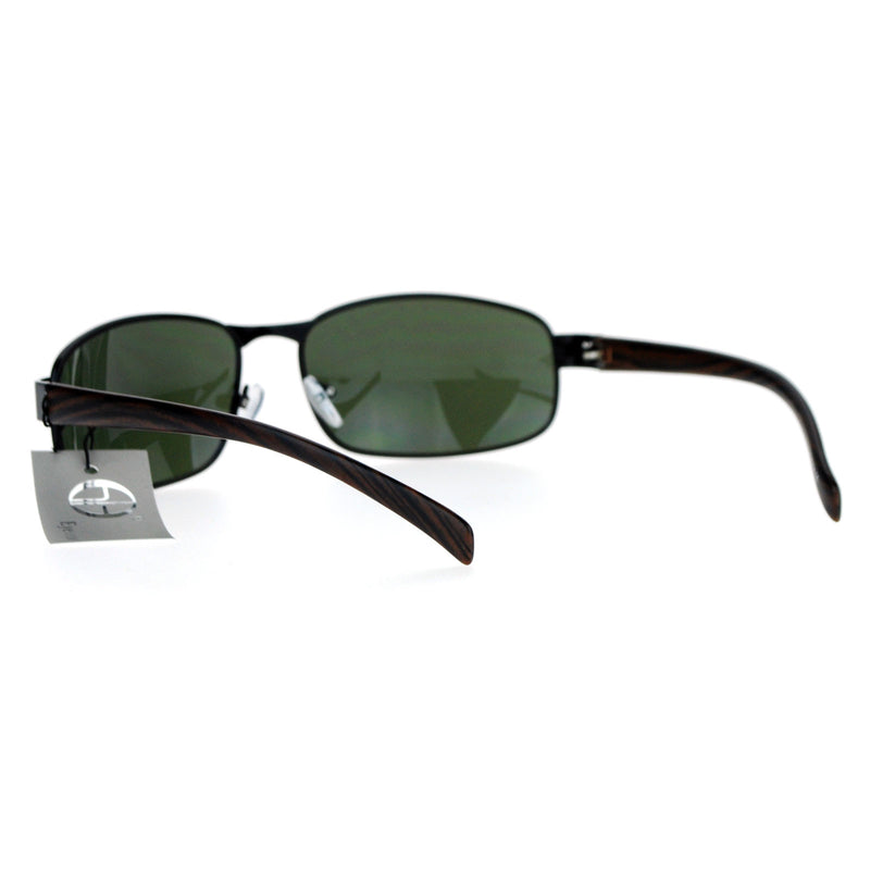 SA106 Wood Grain Arm Narrow Rectangular Sport Luxury Designer Sunglasses