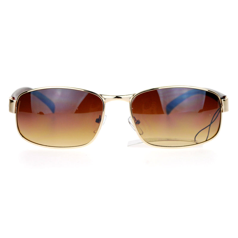 SA106 Wood Grain Arm Narrow Rectangular Sport Luxury Designer Sunglasses