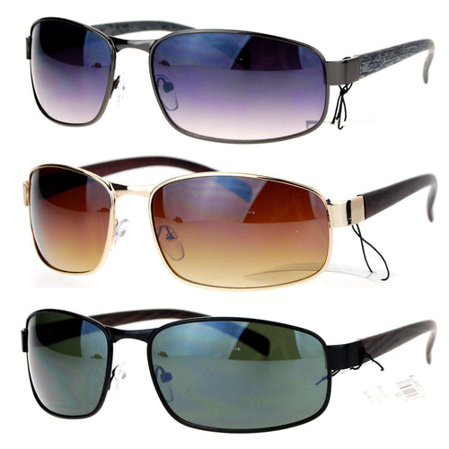 SA106 Wood Grain Arm Narrow Rectangular Sport Luxury Designer Sunglasses