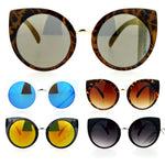 SA106 Womens Oversize Cat Eye Round Lens Plastic Diva Sunglasses