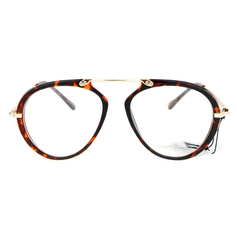 SA106 Unique Flat Top Bridge Plastic Aviator Racer Womens Clear Lens Glasses