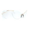 SA106 Unique Flat Top Bridge Plastic Aviator Racer Womens Clear Lens Glasses