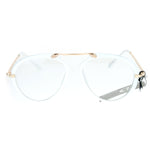 SA106 Unique Flat Top Bridge Plastic Aviator Racer Womens Clear Lens Glasses