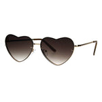Womens Exposed Edge Rimless Heart Shape Hippie Color Lens Sunglasses