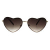 Womens Exposed Edge Rimless Heart Shape Hippie Color Lens Sunglasses