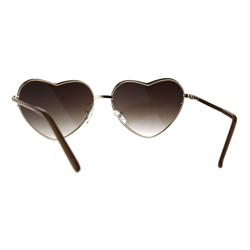 Womens Exposed Edge Rimless Heart Shape Hippie Color Lens Sunglasses