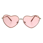 Womens Exposed Edge Rimless Heart Shape Hippie Color Lens Sunglasses