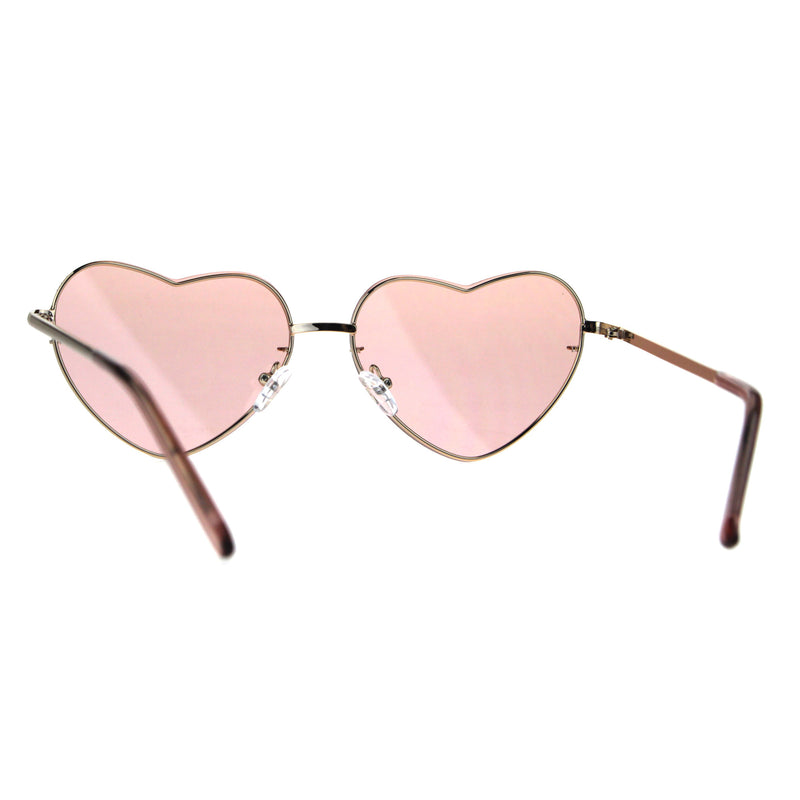 Womens Exposed Edge Rimless Heart Shape Hippie Color Lens Sunglasses