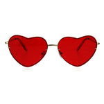 Womens Exposed Edge Rimless Heart Shape Hippie Color Lens Sunglasses