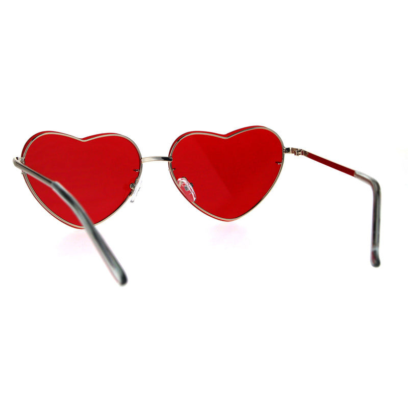 Womens Exposed Edge Rimless Heart Shape Hippie Color Lens Sunglasses