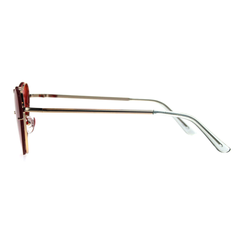 Womens Exposed Edge Rimless Heart Shape Hippie Color Lens Sunglasses