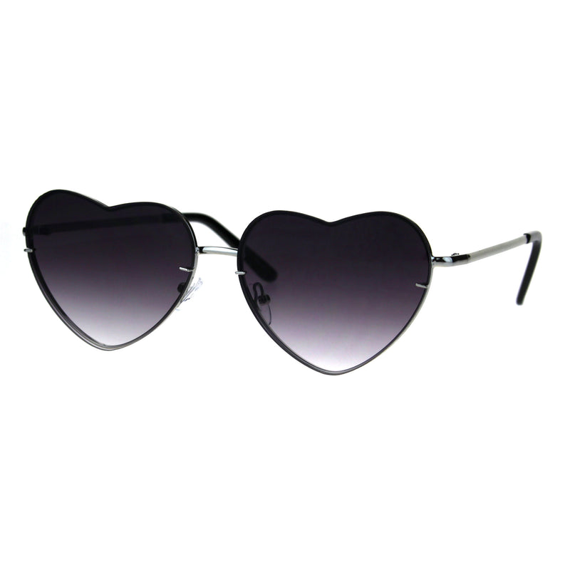 Womens Exposed Edge Rimless Heart Shape Hippie Color Lens Sunglasses