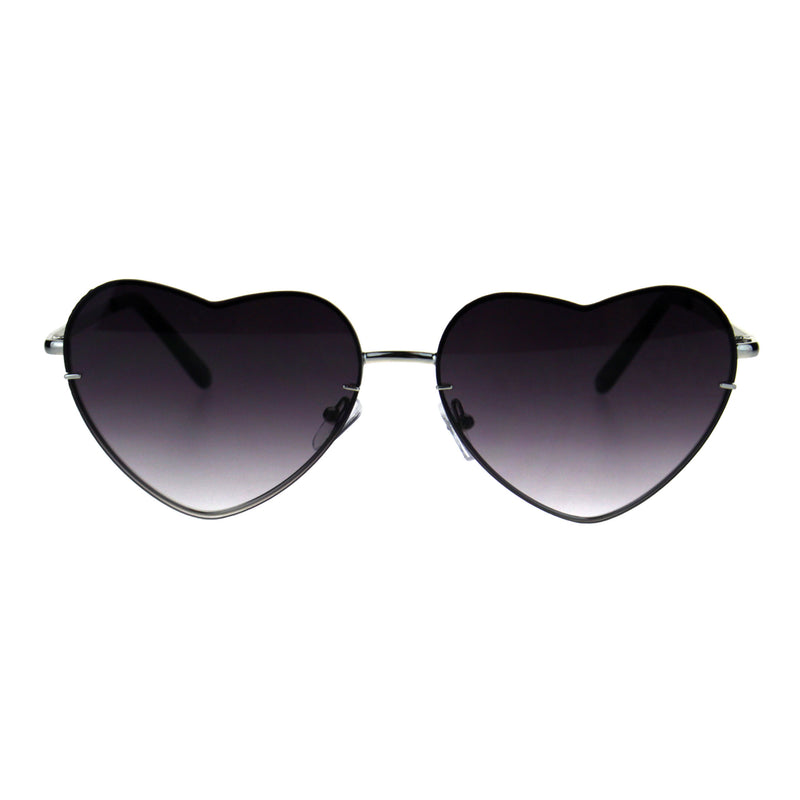 Womens Exposed Edge Rimless Heart Shape Hippie Color Lens Sunglasses