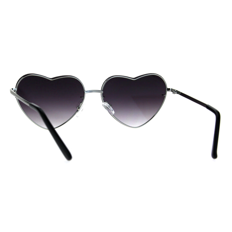 Womens Exposed Edge Rimless Heart Shape Hippie Color Lens Sunglasses