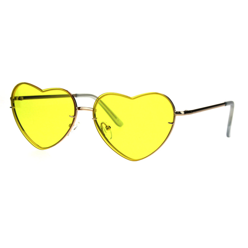 Womens Exposed Edge Rimless Heart Shape Hippie Color Lens Sunglasses