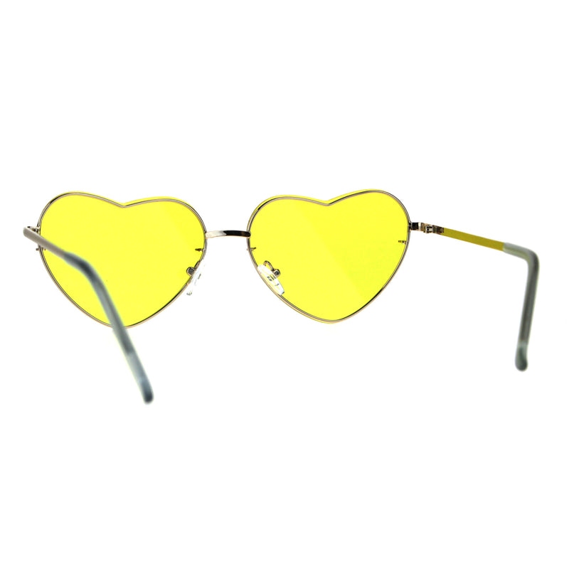 Womens Exposed Edge Rimless Heart Shape Hippie Color Lens Sunglasses