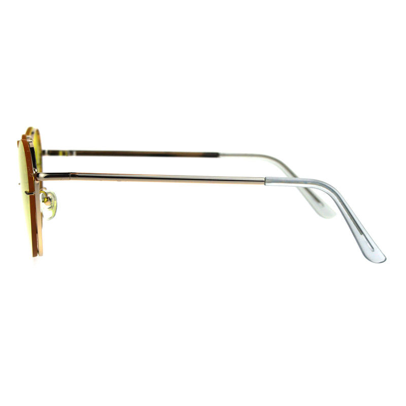 Womens Exposed Edge Rimless Heart Shape Hippie Color Lens Sunglasses