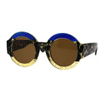 Stripe Glitter Pop Color Retro Thick Plastic Round Mod Sunglasses