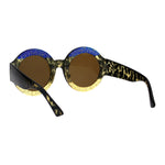 Stripe Glitter Pop Color Retro Thick Plastic Round Mod Sunglasses