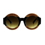 Stripe Glitter Pop Color Retro Thick Plastic Round Mod Sunglasses