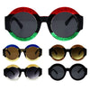 Stripe Glitter Pop Color Retro Thick Plastic Round Mod Sunglasses