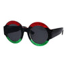 Stripe Glitter Pop Color Retro Thick Plastic Round Mod Sunglasses