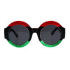Stripe Glitter Pop Color Retro Thick Plastic Round Mod Sunglasses