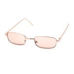 Mens Small Snug Narrow Rectangular Pimp Metal Rim Sunglasses