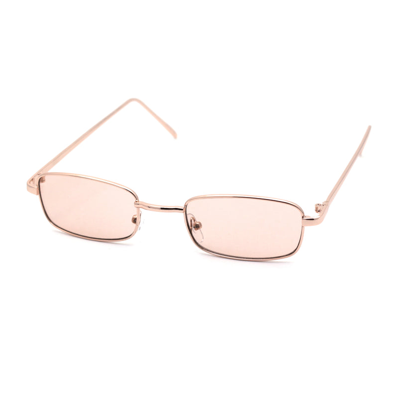 Mens Small Snug Narrow Rectangular Pimp Metal Rim Sunglasses