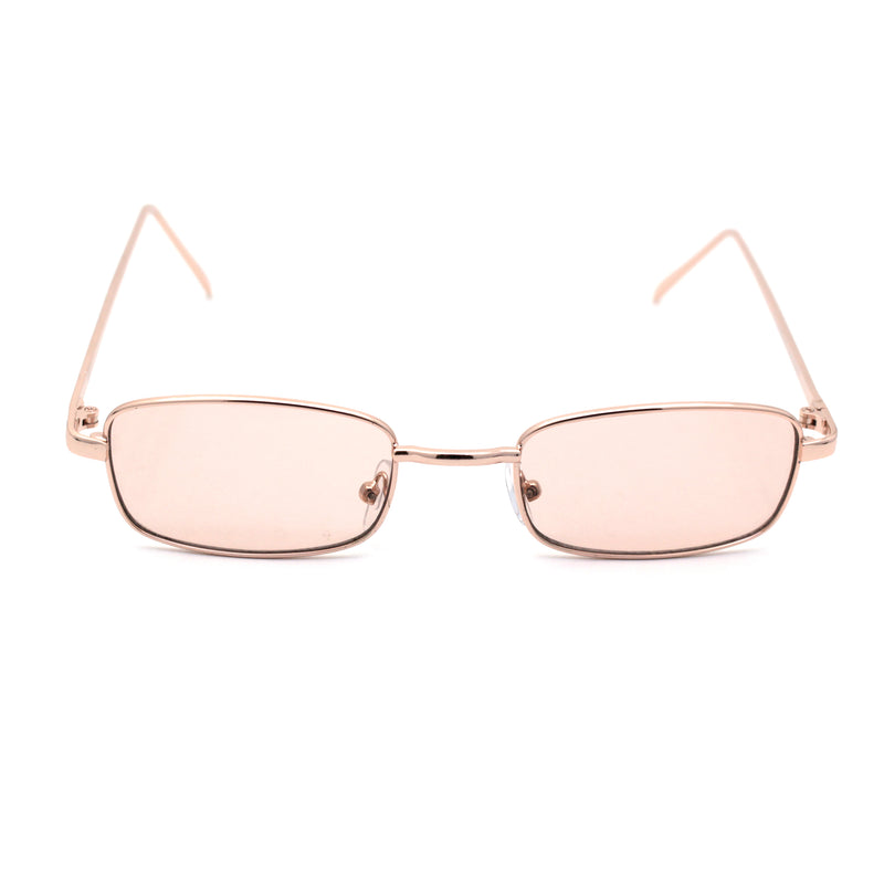 Mens Small Snug Narrow Rectangular Pimp Metal Rim Sunglasses